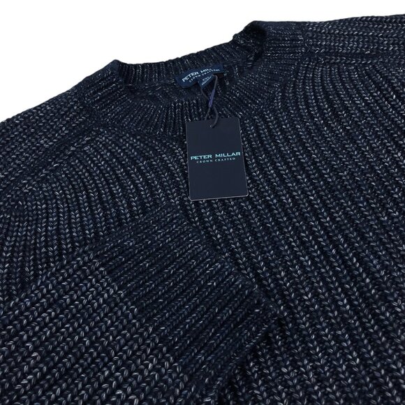 Peter Millar Crown Crewneck Sweater Mens XXL SLIM Wool Blend Heather Navy NWT - Picture 1 of 9